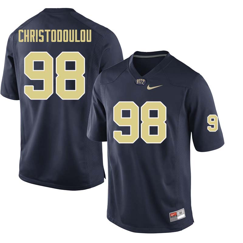 Men #98 Kirk Christodoulou Pittsburgh Panthers College Football Jerseys Sale-Navy